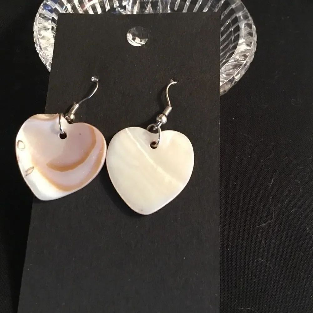 Silvertone Shell Pierced Earrings - Picture 2 of 3